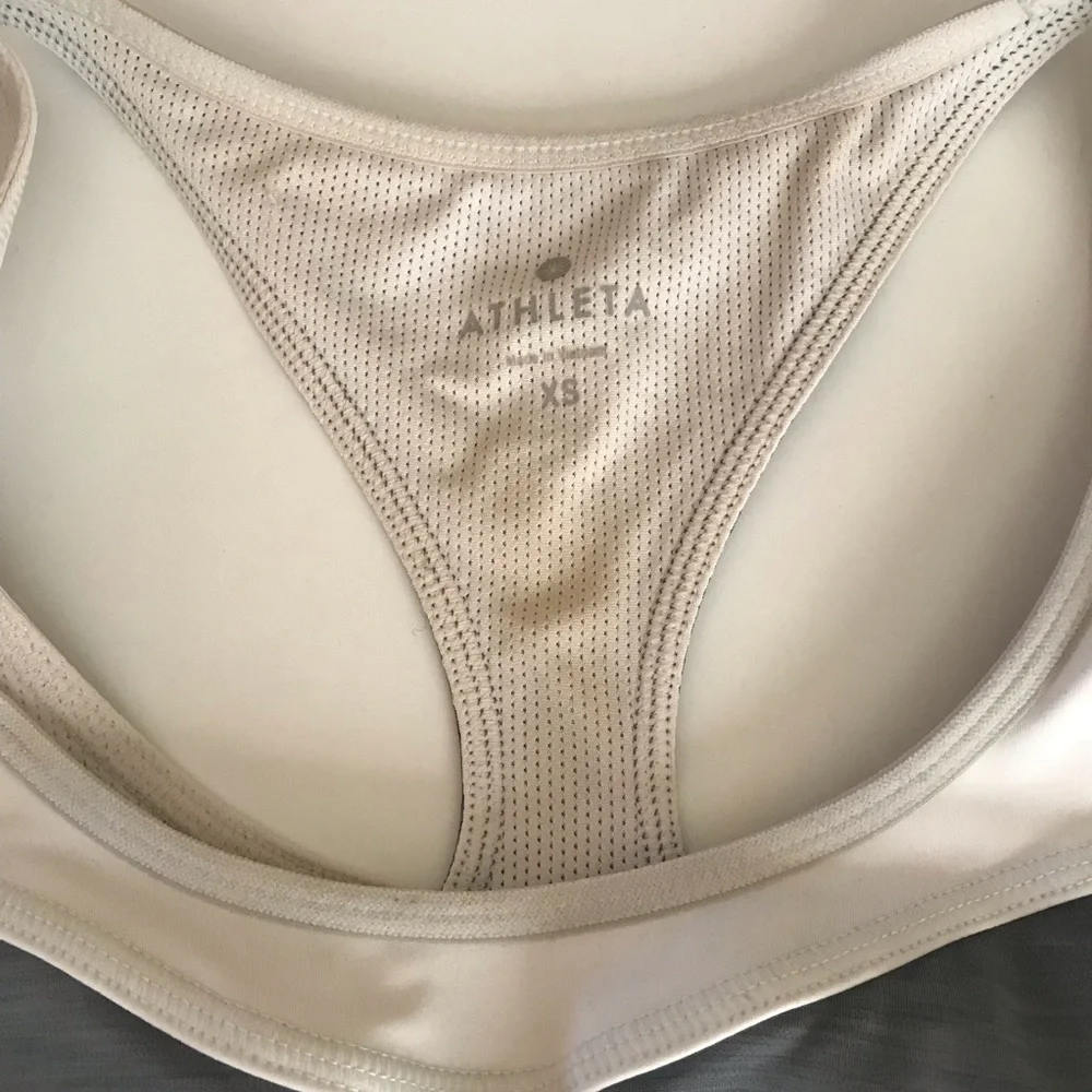 Athleta Triple Dare Sports Bra Pink Gray White Size XS XSmall._3